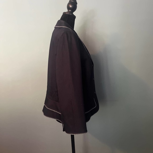 Tahari Denim Suite with White Piping Detail- Plus - Picture 7 of 16